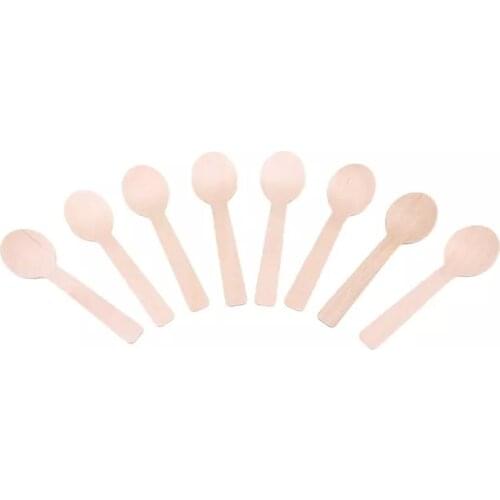 Disposable Wooden Spoon Mini Ice Cream Spoon Wood Western Dessert Scoop Wedding Party Tableware Kitchen Accessories F20173974
