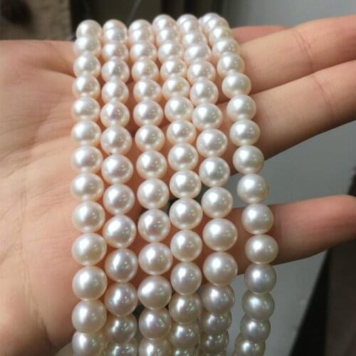Freshwater Pearl Necklace Round Shape with Size 6.5-7mm Perfect Luster for Jewelry DIY Loose Freshwater Pearls Strands
