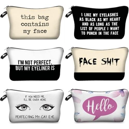 Printing Women Cosmetic Bags Lovely Casual Travel Portable Storage Handbags Polyester Makeup Bag Toiletry Bags