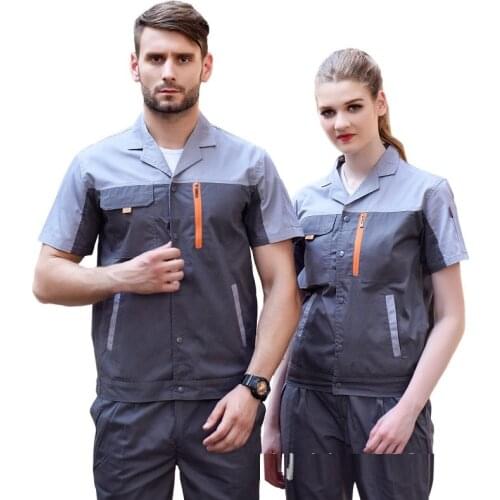 Working uniforms summer new wear-resistant work clothing short-sleeve men and women mechanical auto repair worker coverall S-5XL