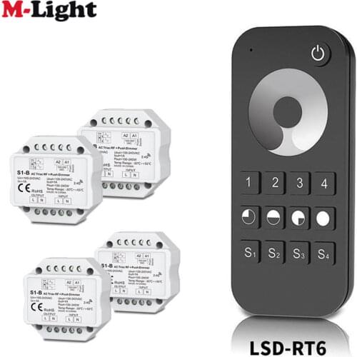 S1-B AC100-240V AC Triac RF Dimmer Output RF2.4G Remote Controller 4-ZONE RT6 Led Touch Remote for LED Lamp 220V Bulb Light
