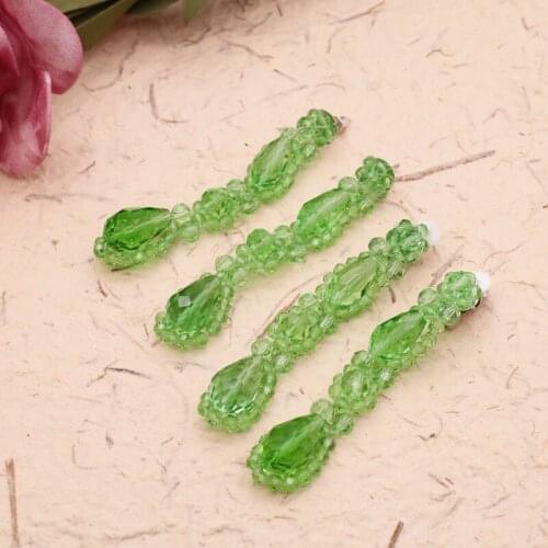 Beads Earrings Long Hand Making Green Party Jewelry
