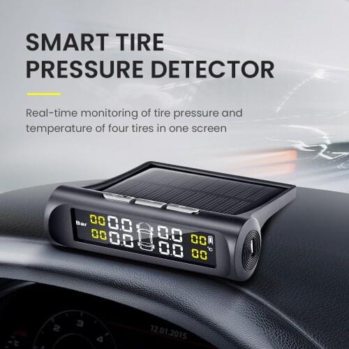 TPMS Smart Car Tire Pressure Monitor System Solar Power Digital LCD Display Adjustable LCD screen Display Wireless 4 tire