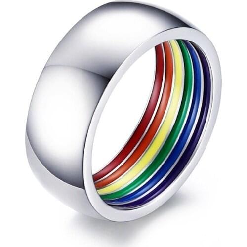 Inner Rainbow Rings Stainless Steel Wedding Party Jewelry Trendy Ring for women and men