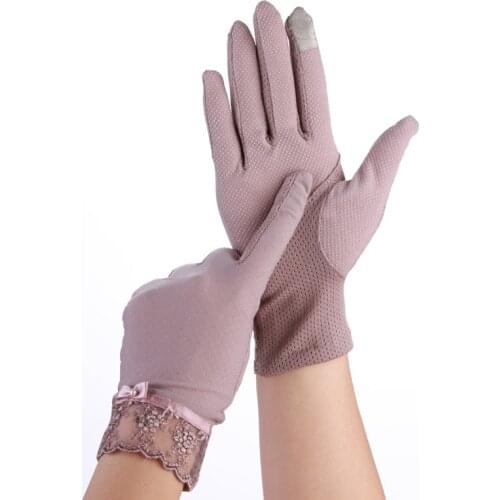 Touch Screen Girls Gloves Women Summer Autumn Breathable Stretch Lace Gloves Anti Uv Slip Resistant Driving Glove Phone Guantes