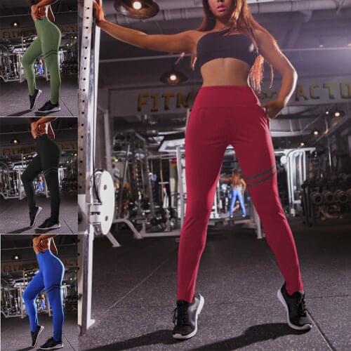 Women High Waisted Yoga Pants Full Length Sport Trouser Solid Color Leggings for Fitness Leginsy Damskie Mallas Deporte Mujer