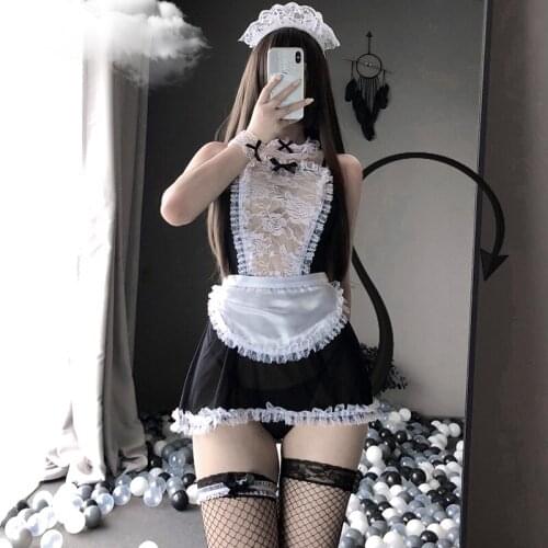 Transparent Sex Party Lingerie For Couple SM AV Lace Outfit 3 Colors Japanese Sexy Maid Cosplay Costumes For Woman 2020 New