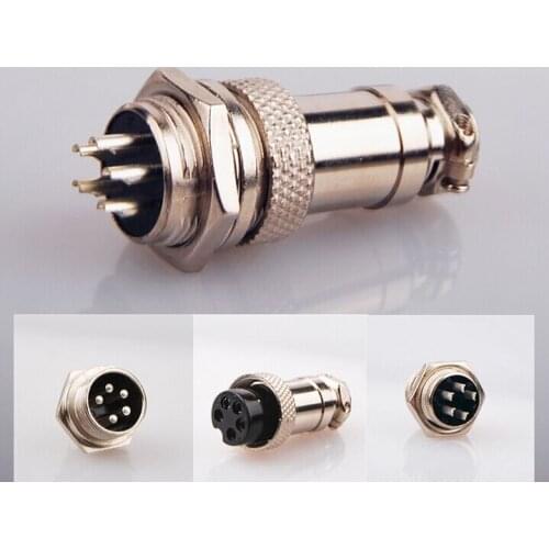 1set=2pcs,GX12 12mm Copper Plating Silver 5P 1 Pins 125V 5A Male & Female Electrical Connector Aviation Connector Socket + Plug