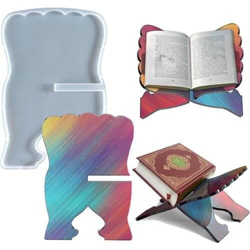 1PC Sheet Music Stand Resin Mold Handmade Crystal Epoxy Reading Eid Mubarak Book Shelf Scripture Book Storage Stand Mould
