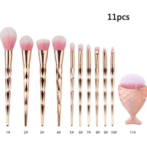 1Pcs Diamond Rose Gold Makeup Brush Set Mermaid Fishtail Shaped Foundation Powder Eyeshadow Cosmetics Brushes Tools #259001