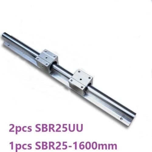 1pcs SBR25 - 1600mm linear guide support rail + 2pcs SBR25UU linear bearing blocks cnc router