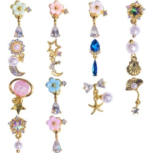 10pcs Alloy Nail Art Charms Rivets DIY Jewelry Pendant Flower/Stars/Shells Manicure Studs Stones For Nail Art Charms Decoration