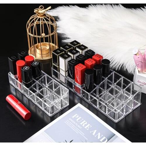 24 grid transparent lipstick storage box plastic desktop lipstick rack display stand cosmetic skin care product storage box
