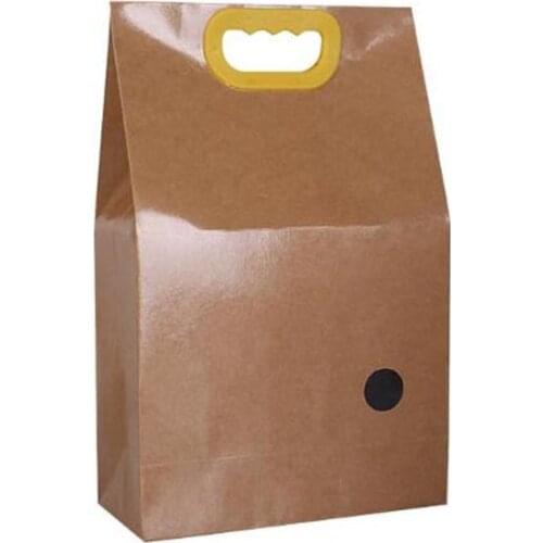 30pcs Kraft Paper Rice Bags With Handle Stand Up Waterproof Food Nut Dry Fruit Storage Bag with Window