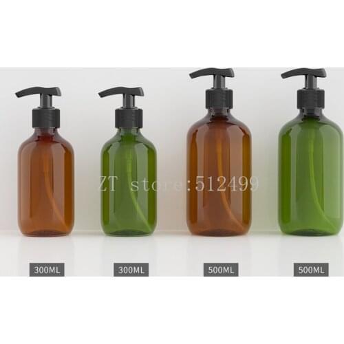 300/500ml 20pcs Empty Brown/Dark Green Lotion Pump Bottle, Pressed Cosmetic Emulsion/Skin Care/Cream Container, Shampoo Package