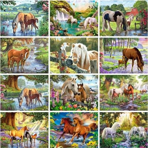 EverShine Diamond Painting Full Square Horse Cross Stitch Diamond Mosaic Animals Picture Rhinestones Home Decor Handmade Art