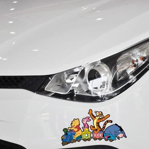 Aliauto Car-styling Pooh Driving Trains And His Junior Partner Funny Car Sticker Cartoon Decal For Renault VW Skoda Opel Toyota
