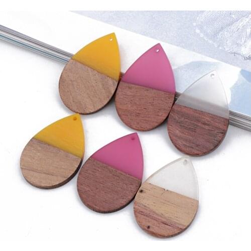 2pcs Bohemia Big Drop Earring Wood Charms Tribe Jewelry Findings Handmade Resin Splice Necklace Pendant Crafts Accessory C391