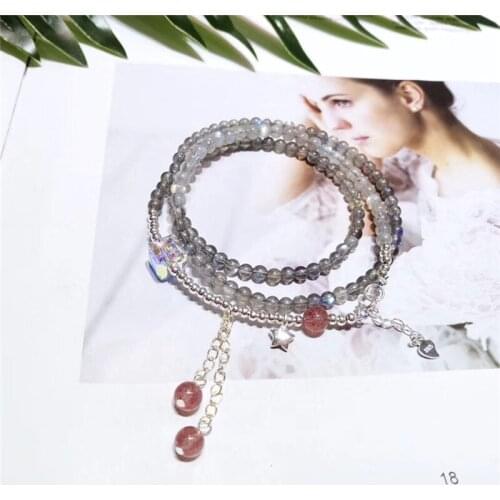 Natural Stone Bead Bracelet Chain Jewelry Women Bracelet Set Multi-layer Moonstone Pendant Wholesale