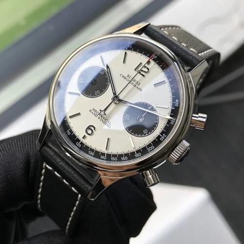 Sugess 1963 Chronograph Hand Wind Mechanical Mens Watch Sapphire Pilot Seagull Movement st1901 38mm Aviator Watches Mens 2020