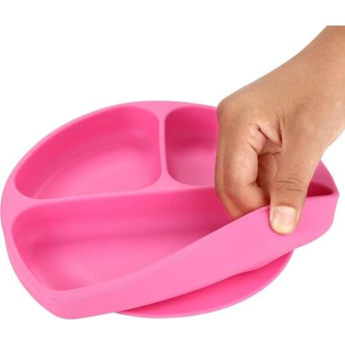 Baby Feeding Bowl Dishes Silicone Plate With Suction Cup Strong Sticky Divided Silicone Food Plate Childrens Creative Section