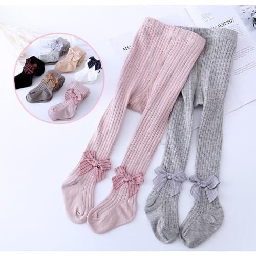 Kids Pantyhose Children Baby Girls Spring Autumn Winter Bowknot Tights Striped High Waist Leggings Trouser Soft Cotton Stocking