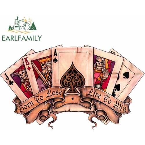 EARLFAMILY 13cm For Poker Retro Window Fine Decal Personality Creative Car Stickers Waterproof For SUV JDM VAN Decoration