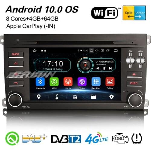 Erisin 8-Core Android 10.0 CarPlay Car Stereo DAB+ Navi Bluetooth DVR OBD2 DVB-T2 Canbus WiFi TPMS GPS For Porsche Cayenne 6914