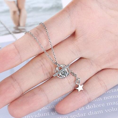 Exquisite Plant 5A Zirconia & Tiny Star Pendant Necklaces Silver-Plated Female Choker Fashion Wedding Party Jewelry For Women