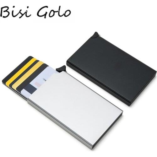 BISI GORO Black Metal Box Wallet Single Box High Quality Aluminum Credit Card Holder 2020 New Slim RFID Protector Card Cases