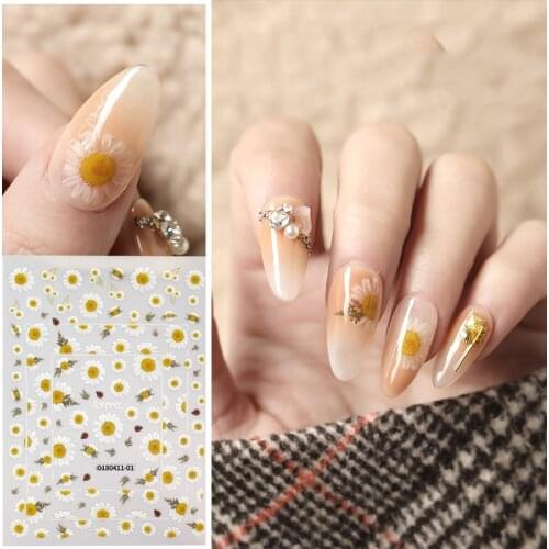 2020 Hot DIY 3D Nail Art Sticker Adhesive Sticker Decals Tool Sun Flowers Image Nail Art Tattoo Decoration Wholesale Z0291