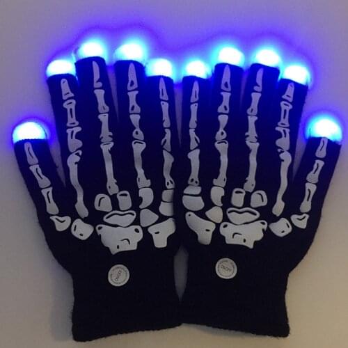 Hotsale 1pcs LED Flashing Skeleton Gloves Glow Light Up Finger Lighting Dance Party Decoration Choreography Props Christmas