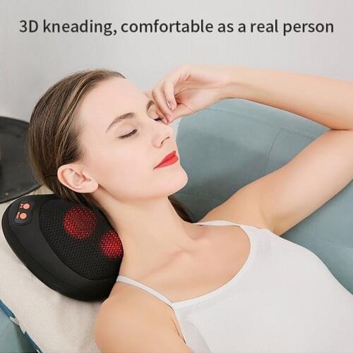 Upgraded Massage Pillow Car & Home Use Infrared Pain Relief 3 Speed Electric Massage Pillow Back Waist Heat Cervical Massager
