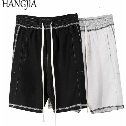 High Street Reverse Wear Design Sweat Short Hip Hop Side Buttons Oversized Shorts Men Fashionable Jogger Baggy Shorts 2020
