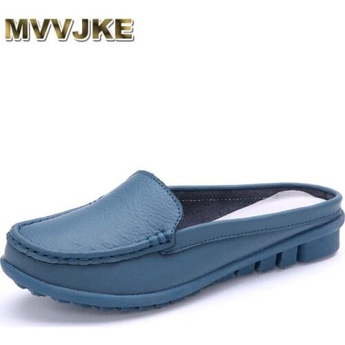 MVVJKE summer genuine leather slippers for women shoes flat with low heel sandals comfortable four colours shoes women