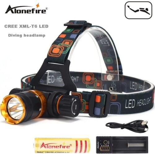 AloneFire DV41 Head lamp Diving light T6 LED Underwater Waterproof Headlamp mining lamp Diving head light Diving headlight