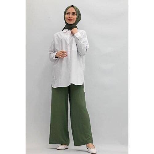 New Season Trend Muslim Pockets Boyfriend Shirt White