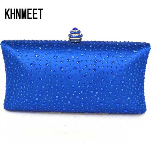 Wholesale Cheaper Clutch Chain Evening Bag Sky Blue Crystal Banquet Party Purse Bridal Lovely Clutches Handbags Bags 03