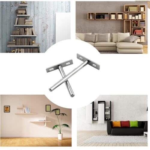 Pair 3/4/5inch Concealed Floating Wall Shelf Bracket Support Hidden Metal Steel Wall Rack Bookshelve Board Plank Holder