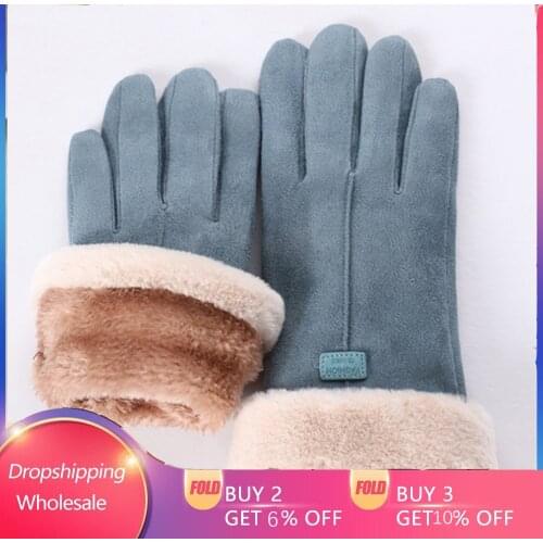 New Fashion Women Gloves Autumn Winter Cute Furry Warm Mitts Full Finger Mittens Women Outdoor Sport Female Gloves Screen Drop