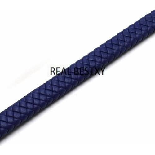REAL BESTXY 1 Meter 12*6mm Wide Braided Leather Rope Blue String Cord For Jewelry Making Craft Jewelry blue leather cord strip