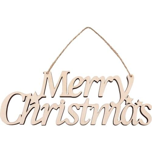 1pcs Merry Christmas Letter Wooden Christmas Decoration Pendant New Year Home Decoration Xmas Christmas Tree Hanging Ornament