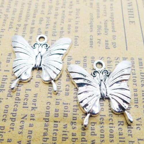RAINXTAR Fashion Alloy Insect Butterfly Charms For Kids 23*23mm 100pcs AAC1401