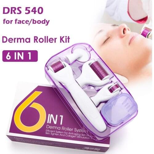 Micro Needling Face Derma Roller System 540 Titanium Alloy Needles Kit for Acne Scars Treatement Face Body Skin Therapy