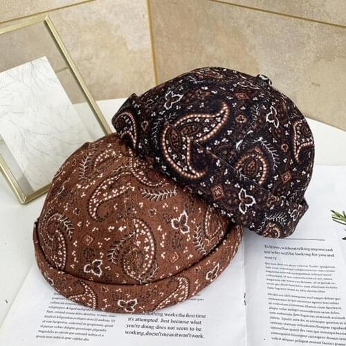 Unisex Retro Flower Hat Cotton Hip-hop Beanie Adjustable Beret Cap Headwear
