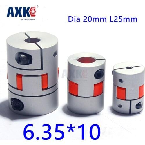 2021 Ball Bearing Axk 1/4" 6.35mm To 10mm Jaw Spider Coupler Stepper Motor Shaft Coupling 6.35*10mm Diameter 20mm Length 25mm