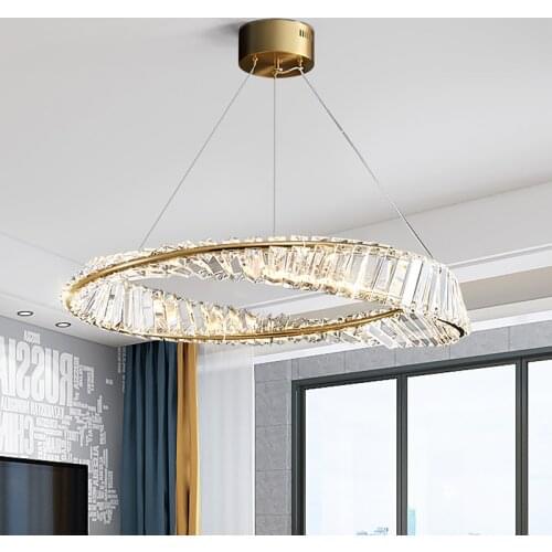 Modern crystal chandelier for living room new design mobius ring home decoration indoor lighting fixtures gold ceiling люстра