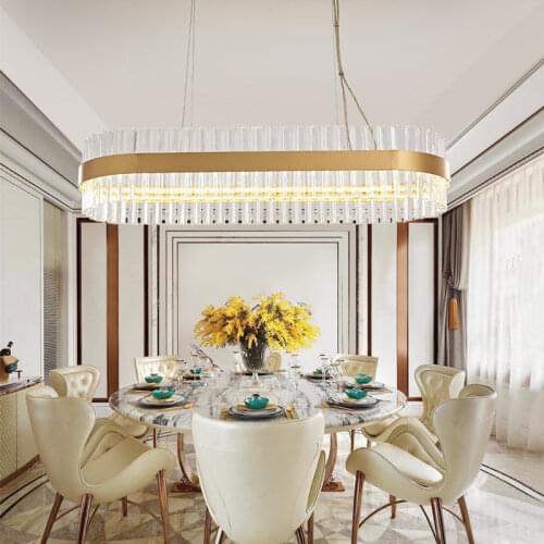 Nordic modern oval LED bedroom chandelier villa living room lighting hotel special crystal lamp