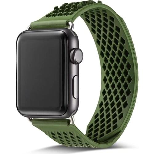 For Apple Watch 5/4 40mm 44mm No buckle Sport Silicone Wrist Strap Loop Pressed-button Bracelet for iwatch Series 5/4/3 38/42mm