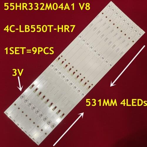 9pcs/set LED backlight strip For Thomson T55FSM5040 55D1800 55HR332M04A1 V8 4C-LB550T-HR7 le4ra2r0 3732706293c17301440